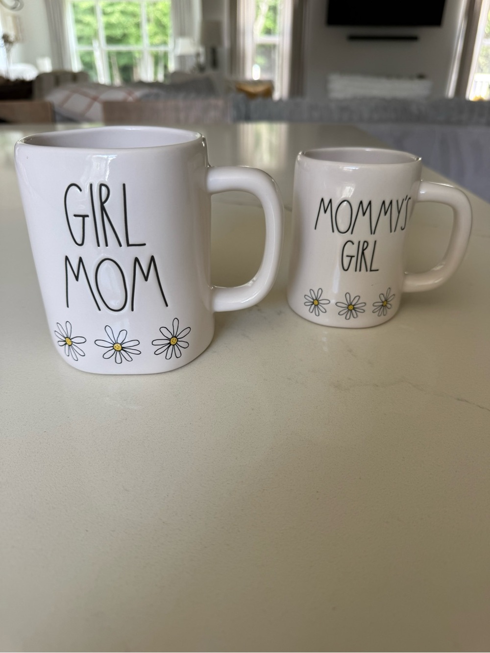Rae Dunn White 'Girl Mom' Ceramic Mug with Daisy Accents